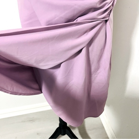 Unbranded Women’s Lilac Plus 2XL Bodycon V-Neck Mini Ruched Dress Side Zip - Picture 5 of 8